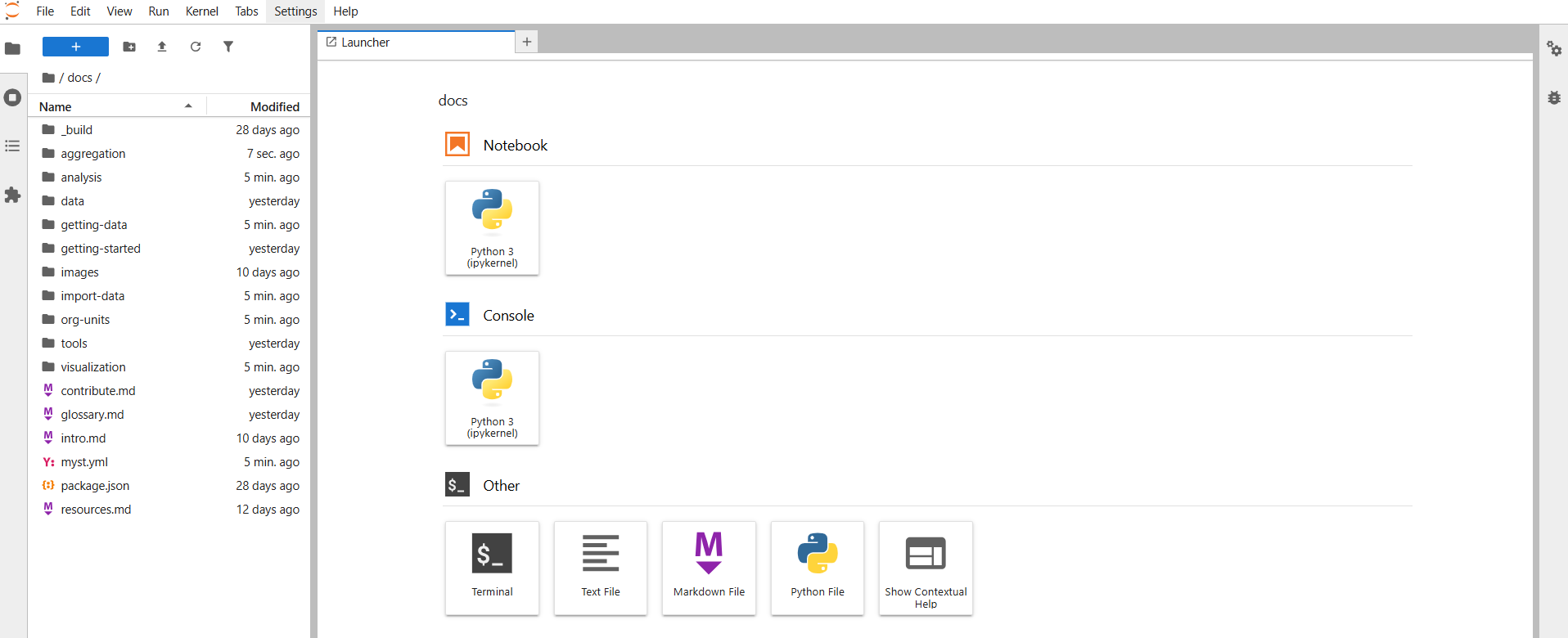 Screenshot of browsing files in Jupyter