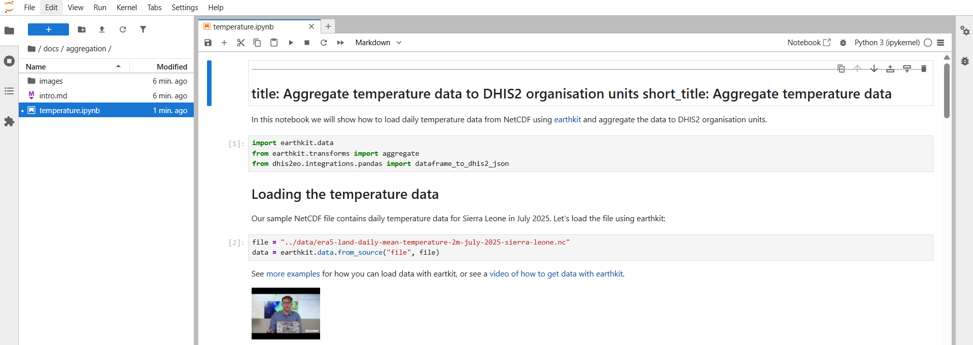Screenshot of a Jupyter Notebook