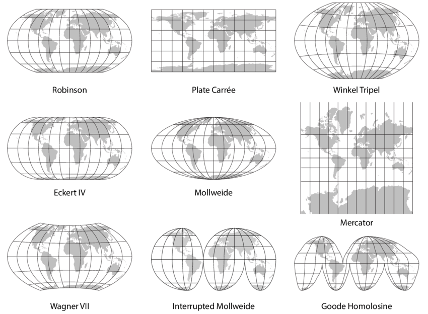 Comparisons of world map projections